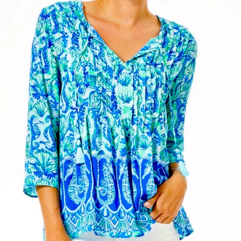 Lilly Pulitzer Marilina Tunic Seahorse Size XL
